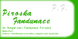 piroska fandunace business card